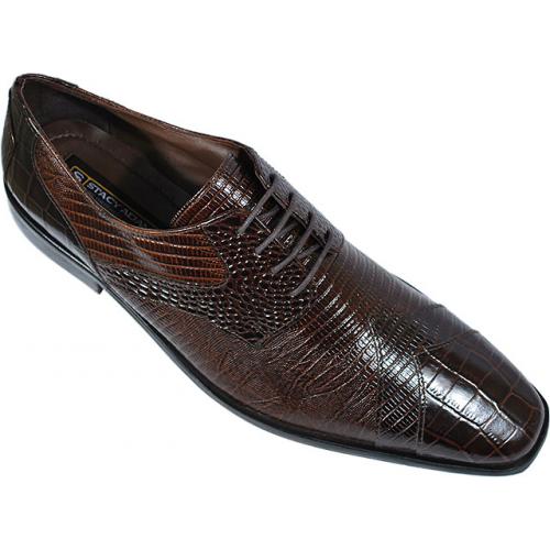 Stacy Adams "Conti" Brown Alligator / Lizard Print Shoes 24672